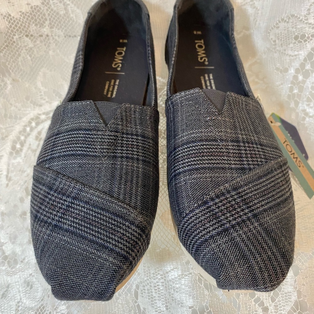 TOMS Men's Plaid Slip-On Shoes - Black